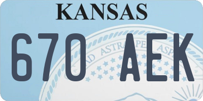 KS license plate 670AEK