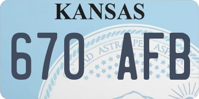 KS license plate 670AFB