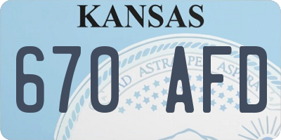 KS license plate 670AFD