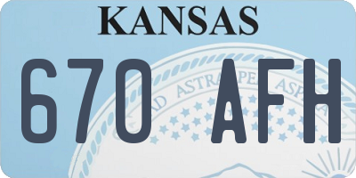 KS license plate 670AFH