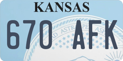 KS license plate 670AFK