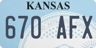 KS license plate 670AFX