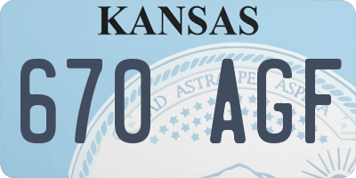 KS license plate 670AGF
