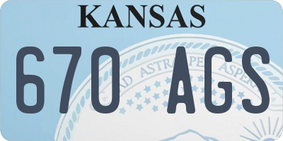 KS license plate 670AGS