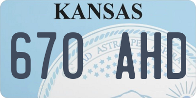 KS license plate 670AHD