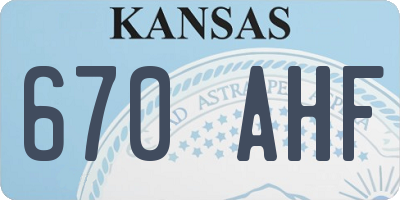 KS license plate 670AHF
