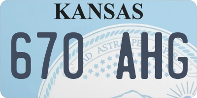 KS license plate 670AHG