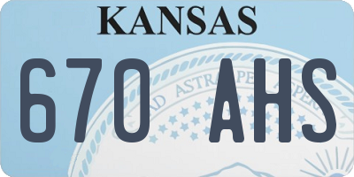 KS license plate 670AHS
