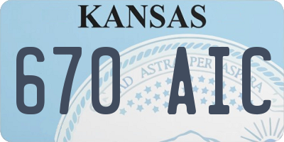 KS license plate 670AIC