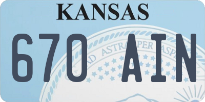 KS license plate 670AIN