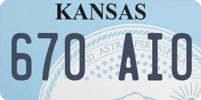 KS license plate 670AIO