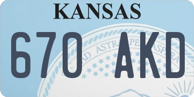 KS license plate 670AKD
