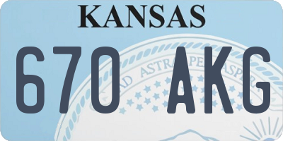 KS license plate 670AKG