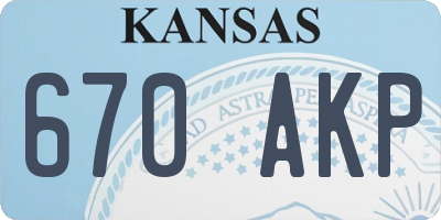KS license plate 670AKP