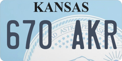 KS license plate 670AKR
