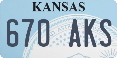 KS license plate 670AKS