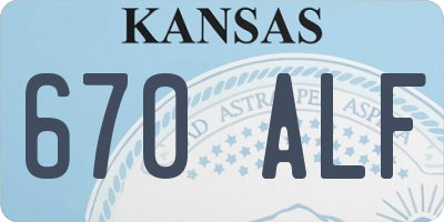 KS license plate 670ALF