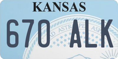 KS license plate 670ALK