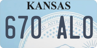 KS license plate 670ALO