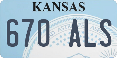 KS license plate 670ALS