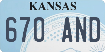 KS license plate 670AND