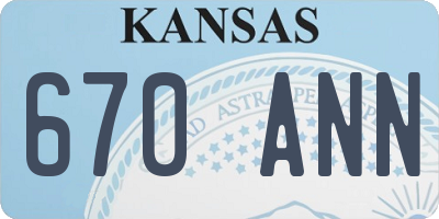 KS license plate 670ANN