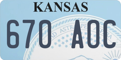 KS license plate 670AOC