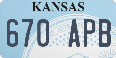 KS license plate 670APB