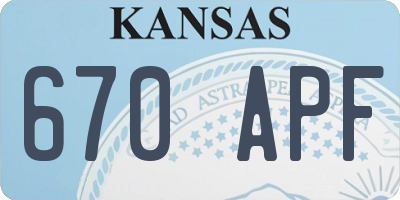 KS license plate 670APF