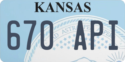 KS license plate 670API