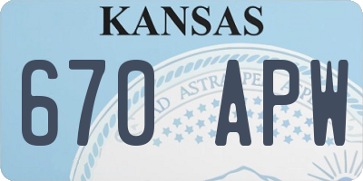KS license plate 670APW