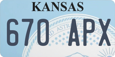 KS license plate 670APX