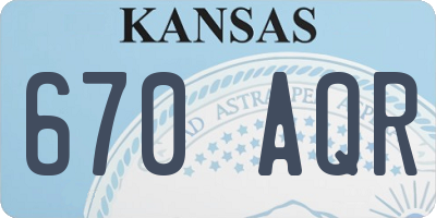 KS license plate 670AQR