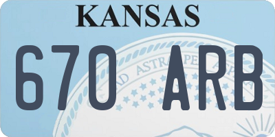 KS license plate 670ARB