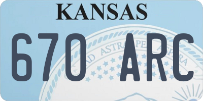 KS license plate 670ARC