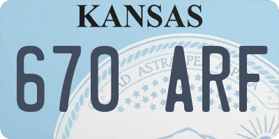 KS license plate 670ARF
