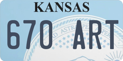 KS license plate 670ART