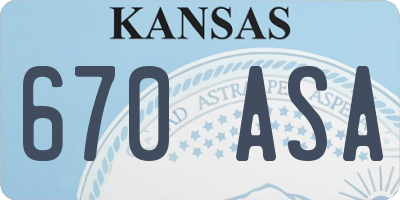 KS license plate 670ASA