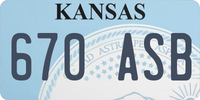 KS license plate 670ASB
