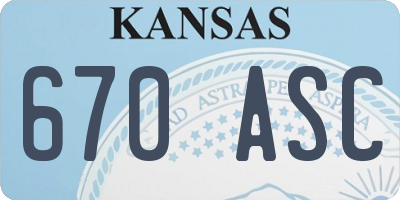 KS license plate 670ASC