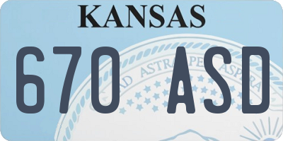 KS license plate 670ASD