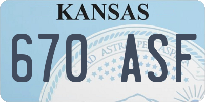 KS license plate 670ASF