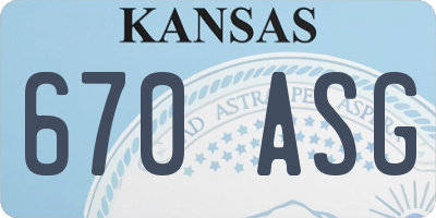 KS license plate 670ASG