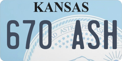KS license plate 670ASH