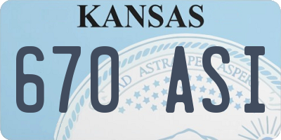 KS license plate 670ASI