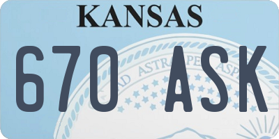 KS license plate 670ASK