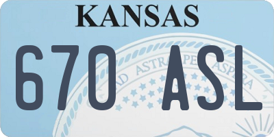 KS license plate 670ASL