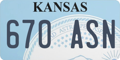 KS license plate 670ASN