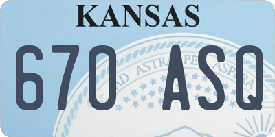 KS license plate 670ASQ
