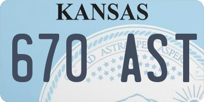 KS license plate 670AST